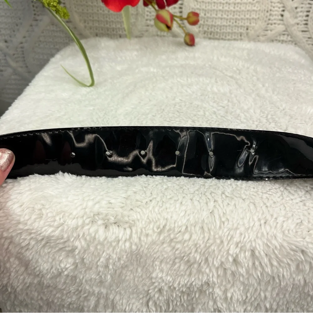 Black Patent Faux Vegan Leather Square Buckle‎ Belt